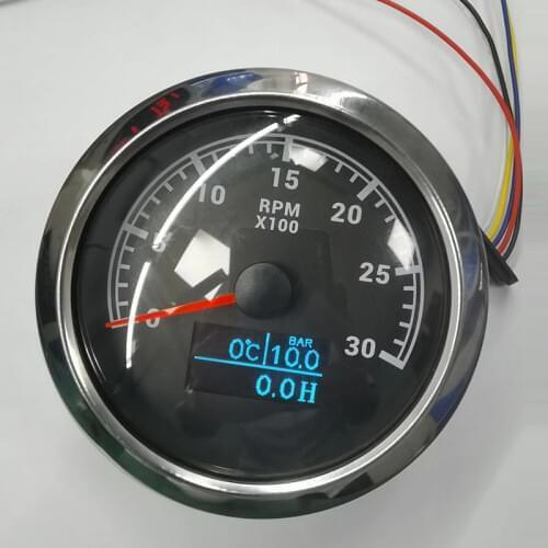 85mm Waterproof 3 in 1 Tachometer Gauge 8000/ 6000/ 4000 RPM Tachometer LED Water Temp Oil Pressure Hour Meter For Boat Car