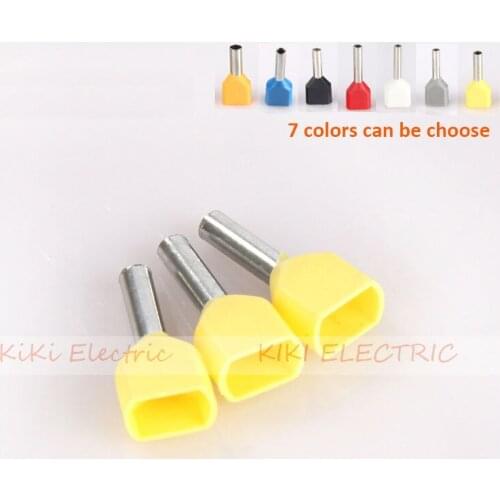 TE6014 Copper Crewel Tube Insulating Terminal 2X6.0mm2 Condutor Dual wire entry Ends/Yellow or Green Twin Entry Copper Terminals