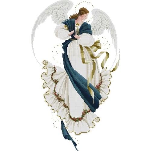 Higher Cotton Top Quality beautiful lovely counted cross stitch kit angel of hope blue and white fairy angel de la Esperanza