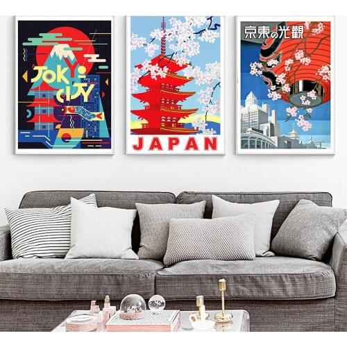 Japanese Cherry Blossom Temple Travel Wall Art Canvas Painting Nordic Posters And Prints Wall Pictures For Living Room Decor