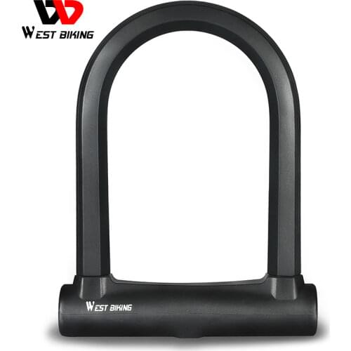 WEST BIKING Bicycle U Lock Safety Anti-theft MTB Road Bike Lock Motorcycle Scooter Door Lock With 2 Keys Cycling Accessories