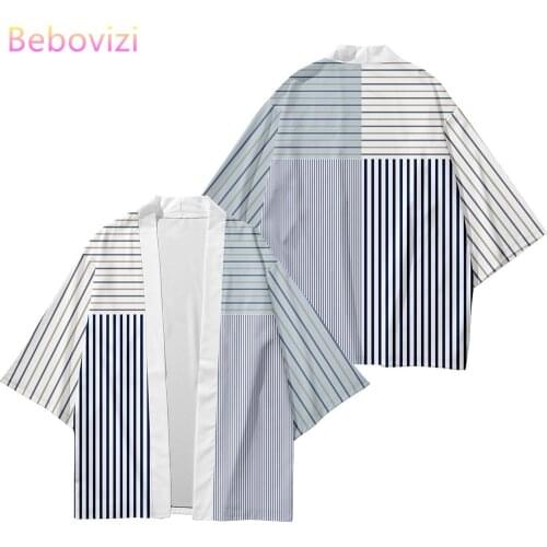 Plus Size 6XL Stripe Beach Japanese Style Kimono Streetwear Men Women Cardigan Cosplay Haori Yukata Harajuku Tops Robe Clothes