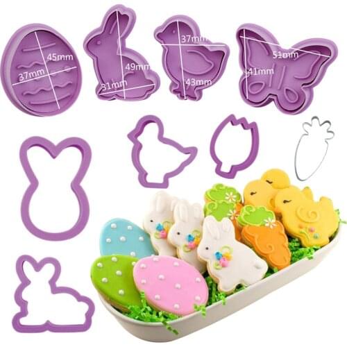 1Set Easter Series Cookie Mold Easter Egg Bunny Carrot Stainless Steel Cake Mold Baking Tools For Kitchen Easter Party Supplies
