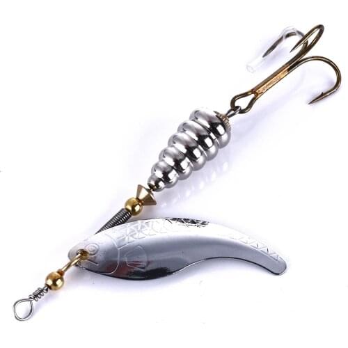 1pcs/lot rotated Sequins spinner Metal Fishing Lures Artificial Spoon Lures with 6# Hook Hard Bait 8.7CM 10G