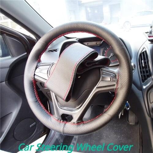 1pc Car Universal Steering Wheel Cover Leather 38cm Diameter Soft Automobile Interior Accessories Car DIY Steering Covers