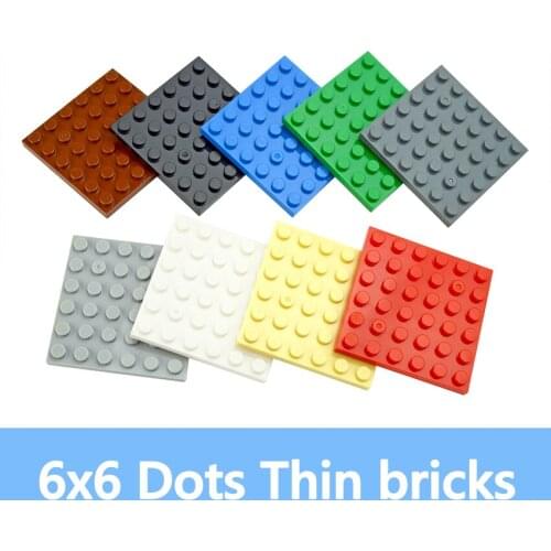 10PCS DIY Building Blocks 6*6 Dots Thin Figures Bricks 6x6 Dots Educational Creative Part Compatible with 3958 Toy for Children