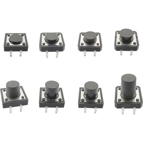 20Pcs/Lot 12*12*4.3-7MM Switch Panel PCB DIP 4Pin Momentary Tactile Tact Mini Push Button Switch Self-reset Micro Switch Adapter