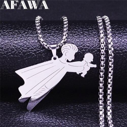 2021 Family Superdad Baby Stainless Steel Chain Necklace Silver Color Necklace Pendant Jewelry Gift colgante hombre NXS01