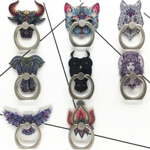360 Degree Cat Owl Elephant Finger Ring Smartphone Stand Holder Mobile Phone Holder Stand For iPhone Acrylic All Smart Phone