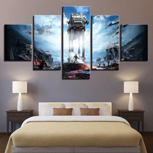 No Framed Canvas 5Pcs Warrior Soldier Science Fiction Wall Art Posters Pictures Paintings Home Decor for Living Room Decoration