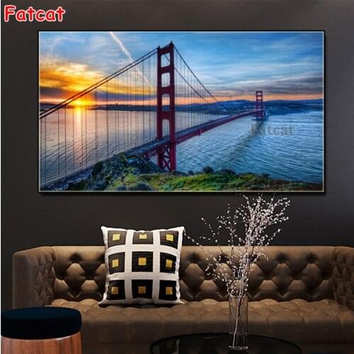 5d diy diamond painting Natural scenery, sunset seascape, bridge diamond painting cross stitch mosaic embroidery diamond PP2226