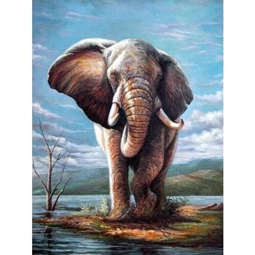 Diamond Painting Full Drill Elephant Diamond Embroidery Animal Diamond Cross Stitch Europe Home Decor Round Resin Pictures