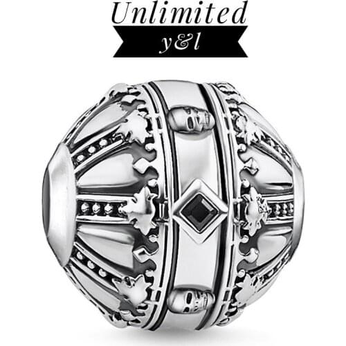 Skull Crown Karma Beads Silver Fashion DIY Jewelry Making Accessories Fit Bracelets Necklaces Chain 2019 New Arrivals