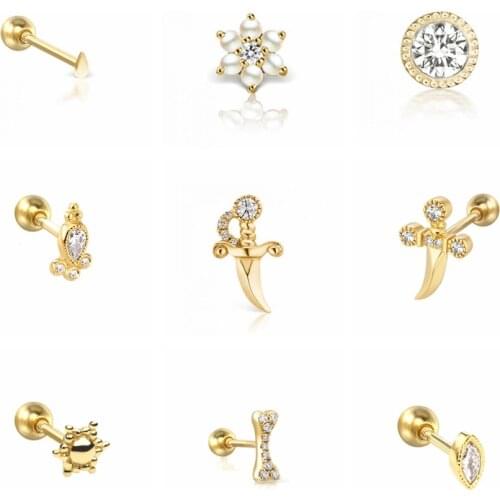 BOAKO 1pcs Pendientes Plata 925 Earrings For Women Mini Dagger Stud Earrings Gold Jewelry Ear Piercing Fine Gift Серьги #3.9