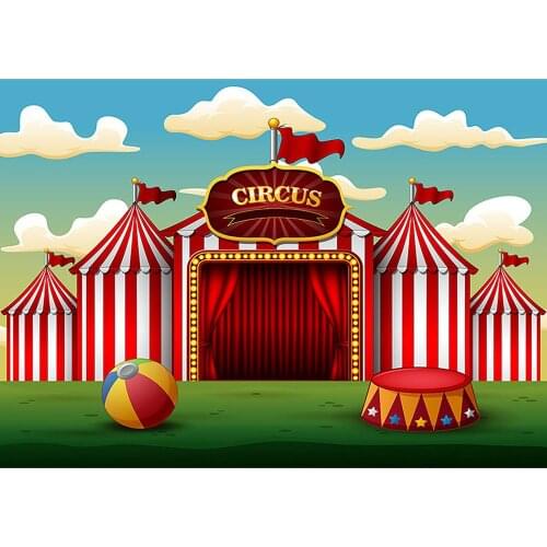 Circus Carnival Ball Photo Background Computer Printed Backdrops for Children Birthday Baby Shower Photocall Photography Props