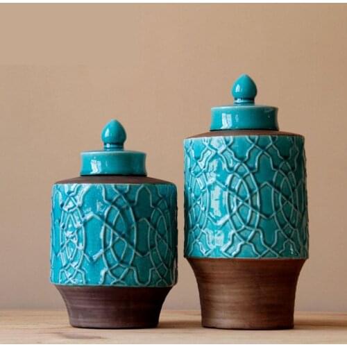 Jingdezhen Ceramic Storage jar pot China Wind Home Decoration Ice Crackle Glaze Ware Porcelain ceramic jar vase