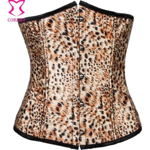 Brown Leopard Sexy Korsett For Women Corpetes Plus Size Waist Cincher Corset Underbust Tight Lacing Corsets Victorianos S - 6XL