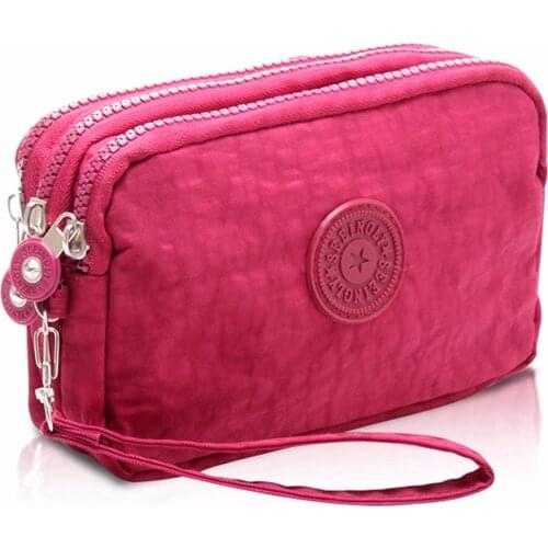 Coin purse ladies mobile phone bag fashion small wallet business card holder multifunctional three zipper mini canvas bag girl