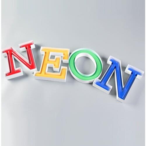 Custom open face metal channel letters with neon led light for shopfront signage