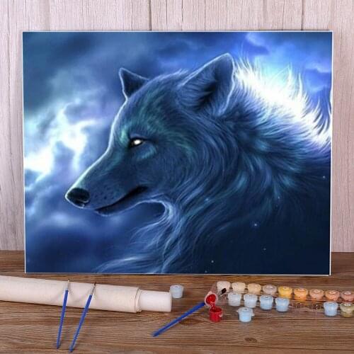 Wolf Animal Painting By Numbers Kit Acrylic Paints 50*70 Oil Painting Paintings For Children Handiwork Handicraft Art