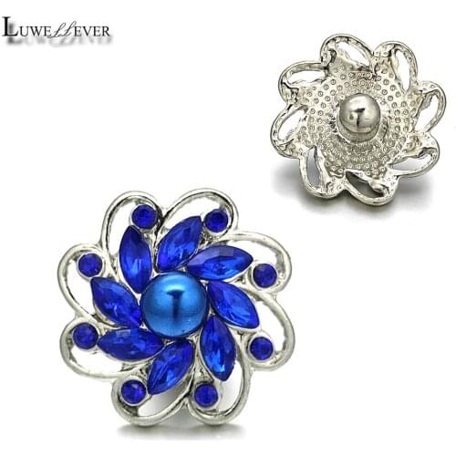 New Component w122 Flower Crystal 18mm Metal Snap Button For Bracelet Necklace Interchangeable Jewelry Accessorie Findings