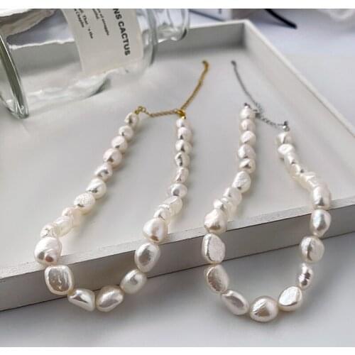 10mm Natural Freshwater Pearl Necklace Statement Genuine Baroque Pearl Choker Necklaces June Birthstone Gift for Her