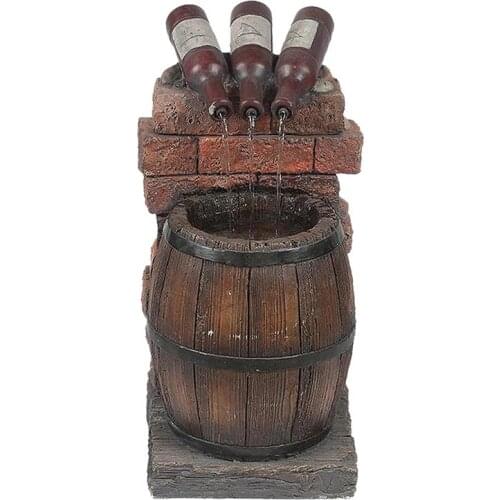 Resin Beer Barrel Fountain Self-Circulating Water Fountain For Garden Courtyard Lawn Decoration Home Crafts Desktop Decoration