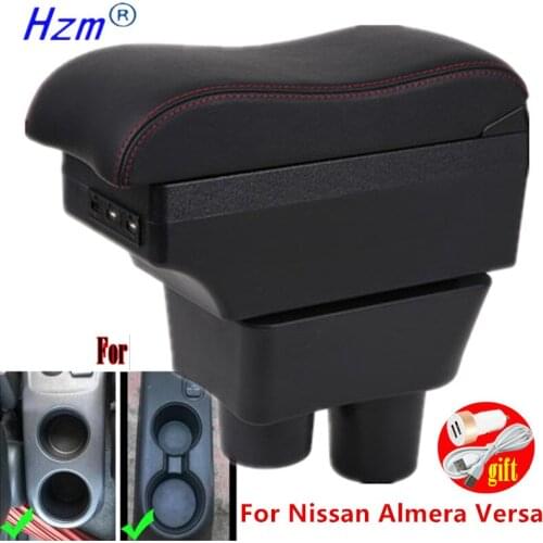 For Nissan Almera Armrest For Nissan Almera Versa Car Armrest Box Storage Box decoration Refit accessories with USB Interface