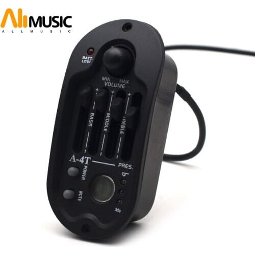 A-4T Oval 4 Band EQ Acoustic Guitar Preamp with Round Digital Procedding Tuner 98x44.5mm Equalizer Guitar Pickup Rubber Oil