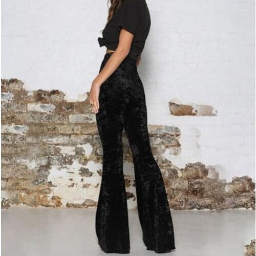 Wide Leg High Waist Velvet Flare Pants Stretchy Skinny Streetwear Trousers Women 2021 Autumn Winter Clothes Slim Pants