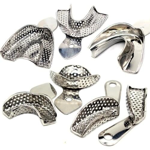 Dental stainless steel tray perforated tray oral impression non-porous steel tray