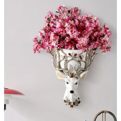 Super Big Home Decor Accessories 3D Deer Statue Animal Figurine Wall Decoration Sculpture 33x40cm Ornament Wedding Decorations