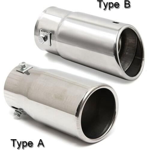 Universal 58mm Car Auto Vehicle Chrome Flat Exhaust Pipe Tip Muffler Steel Stainless Trim Tail Tube