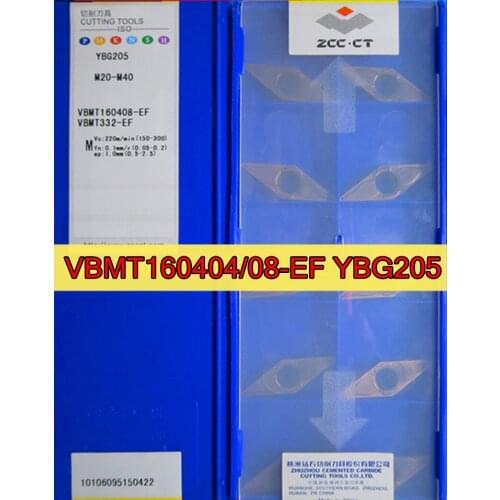 VBMT160404-EF YBG205 VBMT160408-EF YBG205 100% original Zcc.ct Carbide insert Processing: stainless steel