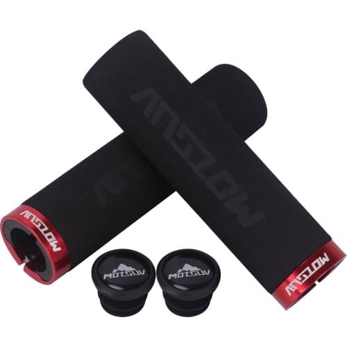 MOTSUV 1 Pair Ultraight Cycling Handlebar Bike Grips Anti-Skid Sponge Mountain Bike Bicycle Handlebars End Grips with One Lock