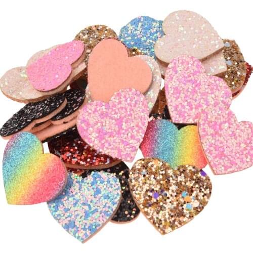 42pcs Sequin Heart Boutique 2.5cm*3cm unicorn Accessories Headwear Fashion Hair Accessory No Barrette No Hairclip for Headband