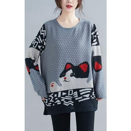 Women Loose Casual T-shirts New Arrival 2020 Autumn Simple Style O-neck Cartoon Print Female Long Sleeve Tops Tees S2781