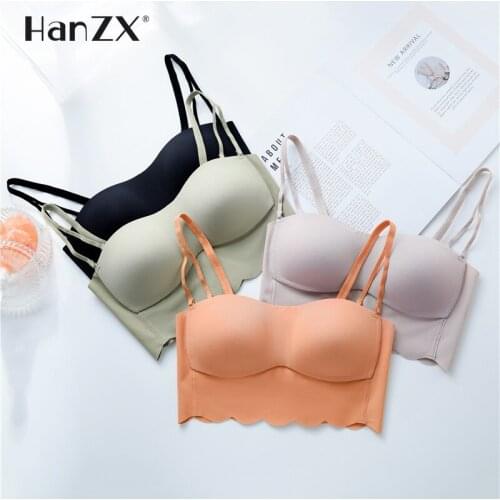 HanZX Womens Tube Top Fashion Bras Lady Casual Tops Tube Chest Wrap Bandeau Underwear Thin Cup Chest Strap Push Up Bra Pad Tops