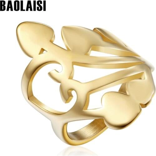 BAOLAISI Trendy Love Heart Crown Shaped Ring For Women Stainless Steel Wedding Jewelry Ring Gold Color Engagement Rings