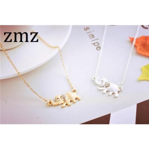 ZMZ hot-selling cute elephant animal necklace elegant pendant with shinny glass main stone outdoor necklace gift for girls