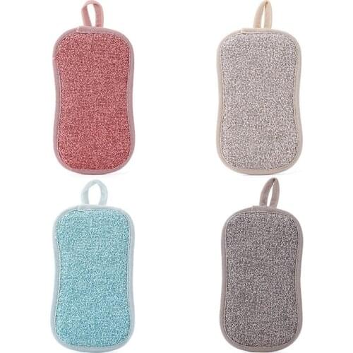 1PC Double Sided Highly Efficient Scouring Pad Dish Cloth Kitchen Cleaning Tools Wipers Rags Strong Decontamination Dish Towels