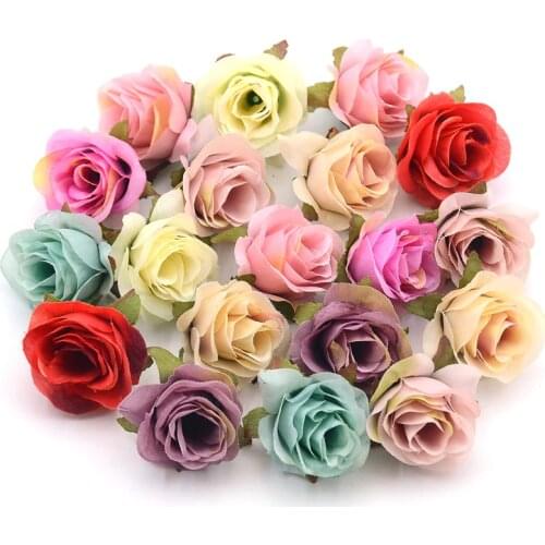 10pcs/lot 3.5cm Silk Artificial Rose Flower Head Scrapbooking Ball For Wedding Decoration Scrapbooking Wreath Home Accessories