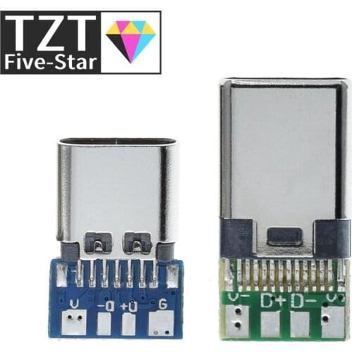 10pcs USB 3.1 Type C Connector 12/24 Pins Female/Male Socket Receptacle Adapter to Solder Wire & Cable 24 Pins Support PCB Board