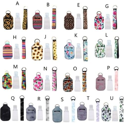 2021 New Portable 1 oz Refillable Empty Travel Bottles with Wristlet Keychain Holder Set