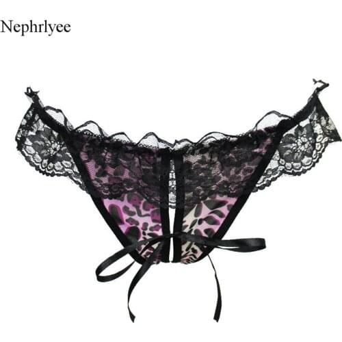 2021 Women Leopard Thong Sexy Lace G-String Panties Ladies Open Crotch T-Back Underwear Transparent Briefs Lingerie P096