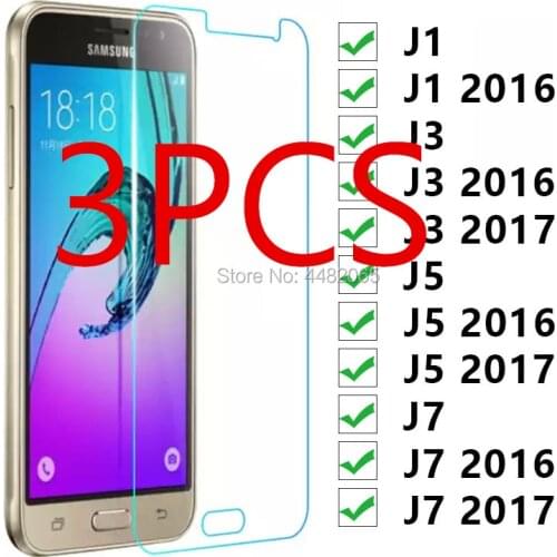 3PC Protective Glass For Samsung J1 J3 J5 J7 2016 2017 Tempered Glas On The Galaxy J 1 3 5 7 1j 3j 5j 7j 6 Screen Protector Film