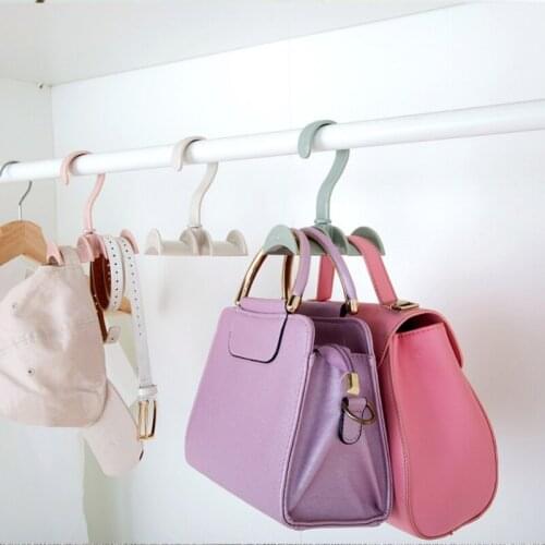 360-degree Rotation Closet Organizer Rod Hanger Handbag Storage Purse Hanging Rack Organizer Hooks Home Organizer