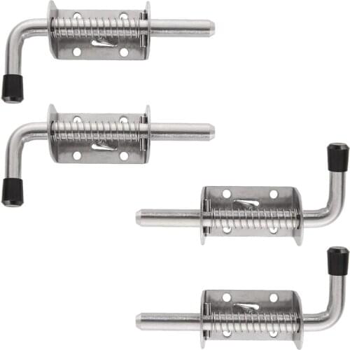 4 Pack 5 Inch Spring Loaded Latch Pin 304 Stainless Steel Barrel Bolt Thickened 2mm Door Lock, Brushed Finished