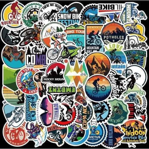 50pcs Mountain Bike Sports Stickers For Suitcase Snowboard Motorcycle Helmet Skateboard Laptop Decals