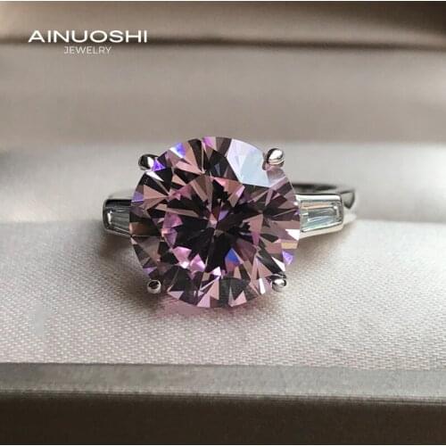 AINUOSHI 925 Sterling Silver 12mm 6.5ct Round Multicolor Gemstone Engagement Rings For Women Anniversary Rings